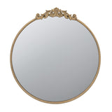 30" x 32" Round Gold Mirror, Wall Mounted Mirror with Metal Frame for Bathroom Living Room W2078124100