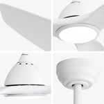 ZUN 52 Inch Modern Ceiling Fan with 22W LED Light, 3 ABS Fan Blades DC Motor White Ceiling Fan for W882P195914