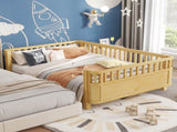 Full Size Wood Platform Bed for Kids, Wood Low Profile Full Bed with Rails for Girls and Boys, W2593P445130