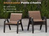 Stackable Outdoor Dining Chairs Set of 4, Textilene Patio Chairs with Powder-Coated Metal Frame, T3623P505166