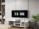 Modern TV Stand with Wave-Design Doors, Open Shelf & Adjustable Shelf - Stylish and Functional for 14246610