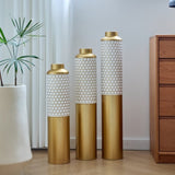 Floor metal vase modern style decoration droplet shaped white metal vase 3-piece set gorgeous W2796P290484