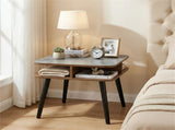 Faux Marble Side Table with 4-Sided Storage Shelves, 24" Square End Table for Living Room Bedroom 15029922