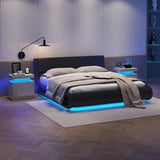 Nightstand LED Bedside Table Cabinet Lights Modern End Side with 2 Drawers for Bedroom W2178138743