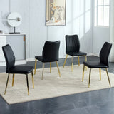 Four black dining chairs. A medieval modern chair made of PU material soft cushions, equipped W1151135498