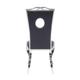 Set of 2 Side Chairs with PU Padded Seat and Back, Black and Chrome B016P315212