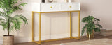 TREXM Modern Sleek Console Table Two Drawers with Stripe Design for Living Room and Entryway N715P201976K