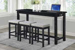 ZUN 4pc Counter Height Dining Set Black Finish Counter Height Table w Drawer Built-in USB Ports Power B011P151854