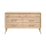 Classic Style Dresser of 6x Drawers Natural Oak Finish Wooden Bedroom Furniture 1pc, Mid-Century B011P250504