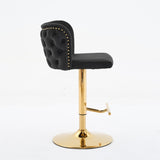 A&A Furniture,Swivel Barstools Adjusatble Seat Height With Gold-plating Base, Classic Velvet W1143P204044