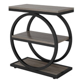 Industrial Narrow End Table with 3 Shelves - 23.6" Space-Saving Side Table, Grey Wood & Black Metal B082P356340