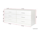6 Drawer Double Dresser for Bedroom, Wide Storage Cabinet for Living Room Home Entryway, White 91140826