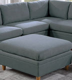 Living Room Furniture Ottoman Steel Color Dorris Fabric 1pc Cushion ottomans Wooden Legs Deco B01147403