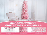 7.5 FT Snow Flocked Hinged Tree, Artificial Pencil Tree, Unlit Artificial 49062779