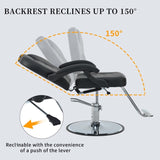 ZUN Classic Reclining barber Chair Salon Chair for Hair Stylist with Heavy Duty Hydraulic Pump, 360&deg; WF318104BAA