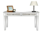 2-Drawer Modern Style Diamond-Embellished Computer Desk MDF Mirrored Entryway Table 42*15*29.92in 03566271