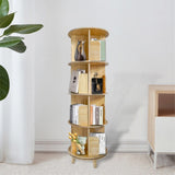 4-Layer Rotating Bookcase 360 Rotating Display Rack Pine Wood Rotating Bookshelf 25449992