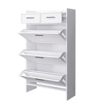 ZUN PVC Surface Shaker Shape Door Shoe Rack 3 Doors Shoe Cabinet With 2 Drawers With Open Space for W2139134911