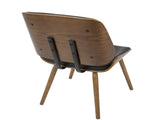 Mid-Century Modern Dining/Accent Chair in Walnut with Black Faux Leather - Set of 2 B202P223862