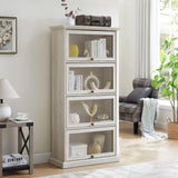Glass display cabinet 4 Tier Glass Display Cabinet Storage Curio Cabinet with Flip up Glass Doors, W2275P206602