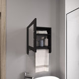 BOTIQ 19.7" H x 17.7" W Mirror Medicine Cabinet with Towel Rack White, One door with Two interior B070P242492
