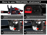 TMAXTOOL 62cc Powerful 20 inch Gas Chainsaw with 2 Stroke - Perfect for Pruning, Limbing, and W3676P337565