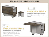 5 Pieces Folding Extendable Dining Table Set with 4 Chairs for 4 Peoples, 55'' Drop Leaf Wood 53461376