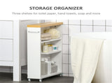 White Slim Rolling Bathroom Cabinet 66211425