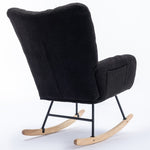 ZUN Rocking Chair Pocket, Soft Teddy Fabric Rocking Chair for Nursery, Comfy Wingback Glider Rocker W1372128347