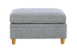 Living Room Furniture Ottoman Light Grey Dorris Fabric 1pc Cushion ottomans Wooden Legs B01147399