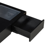 U-Can 33''Mid Century Modern Coffee Table,Unique Square Wooden Coffee Table with 3 Drawers, Tempered N724P270432B