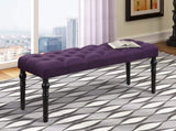 Leviton Fabric Tufted Turned Leg Dining Bench, Purple T2574P164617