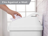 (2 pack)Kitchen Trash Can, 13 Gallon Plastic Garbage Bin with Swing Top Lid, White 08199863
