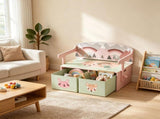3-in-1 Convertible Kids Toy Box Chest, Storage Chest with 2 Non-Woven Drawers for Bedroom 50859911