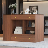 Closet Island with 6 Drawers, Wardrobe Armoire Bedroom Island with Glass Display Top and Open 75349414