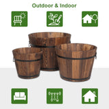 ZUN Outdoor Reinforced And Anticorrosive Wooden Pot Set Of Three 35284296