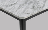 ZUN 1pc Transitional Dining Rectangular Table Faux White Marble Table Top Black Base Wooden Stone Dining B011P261208