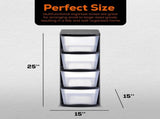 Plastic Storage Tower with 4 Cubby Shelves, Black, up to 60 lbs 58579388