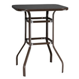 ZUN Wrought Iron Glass High Bar Table Patio Bar Table Brown 75817084