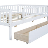 Full Size Daybed Wood Bed with Two Drawers , White WF301868AAK