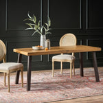 ZUN Della Acacia Wood Dining Table, Natural Stained with Rustic Metal, Brown, Grey 57192.00INTL