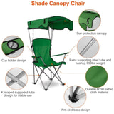 Foldable Beach Canopy Chair Sun Protection Camping Lawn Canopy Chair 330LBS Load Folding Seat w/ Cup 07445250