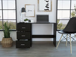 ZUN Ventura 3-Drawer Writing Desk Black Wengue B06280029