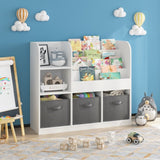 Kids Bookcase and Bookshelf, Multifunctional Bookcase with 3 Collapsible Fabric Drawers, Bookcase W808127602