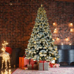 ZUN 6ft Flocking Tied Light Christmas Tree 83423440