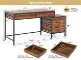 Home Office Dual Desktop Desk with 5 Storage Drawers, Powder-Coated Metal Frame Engineered Wood 79205800