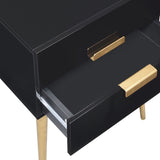 Black and Gold Side Table with 2 Drawer B062P181391