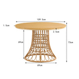 ZUN Outdoor dining simple bamboo chair table , PE ratten round table 110CM plastic wood top 40904521