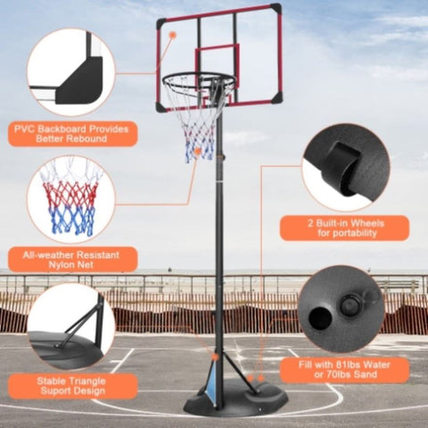 ZUN Portable Basketball Hoop Adjustable 7.5ft - 9.2ft with 32 Inch Backboard for Youth Adults Indoor 27851282