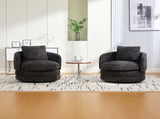 30"W Modern Round 360&deg Swivel Barrel Accent Chair with Pillow, Chenille Upholstered Comfy Barrel W3118P384514